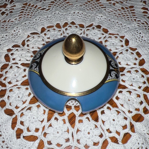 Vintage Noritake Blue Lustre Hand painted Sugar Bowl with Lid - Picture 5 of 14